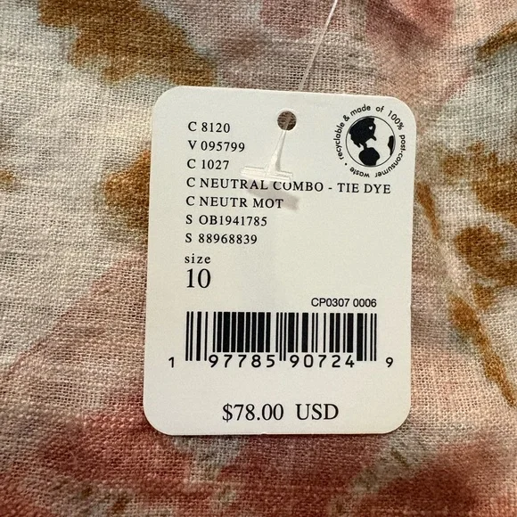 NWT Free People Sweet as Beach Mini Skirt in Neutral Combo Tie Dye - Picture 5 of 6